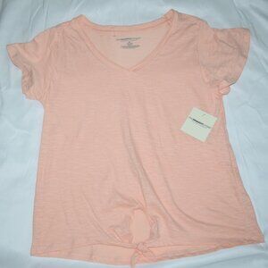 NWT Women's M the sweatshirt project v-neck cotton tee shirt ties at front n73
